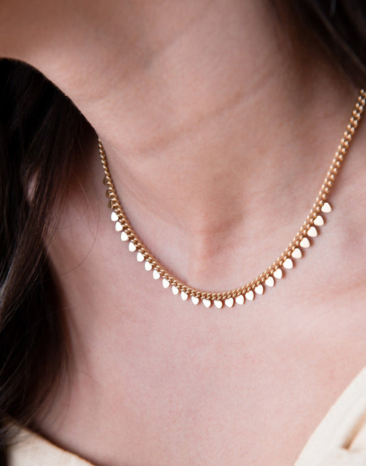 Schakelketting met hartjes goudkleurig