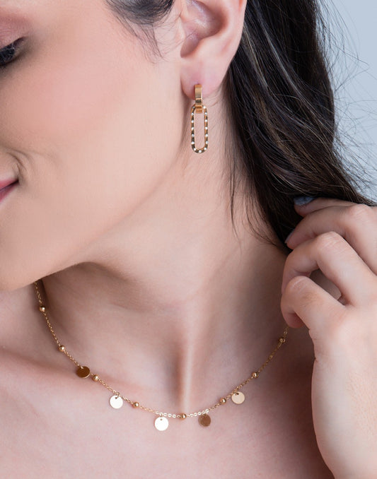 Bolletjes ketting met muntjes goudkleurig