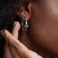 Studs klavers groen zilverkleurig
