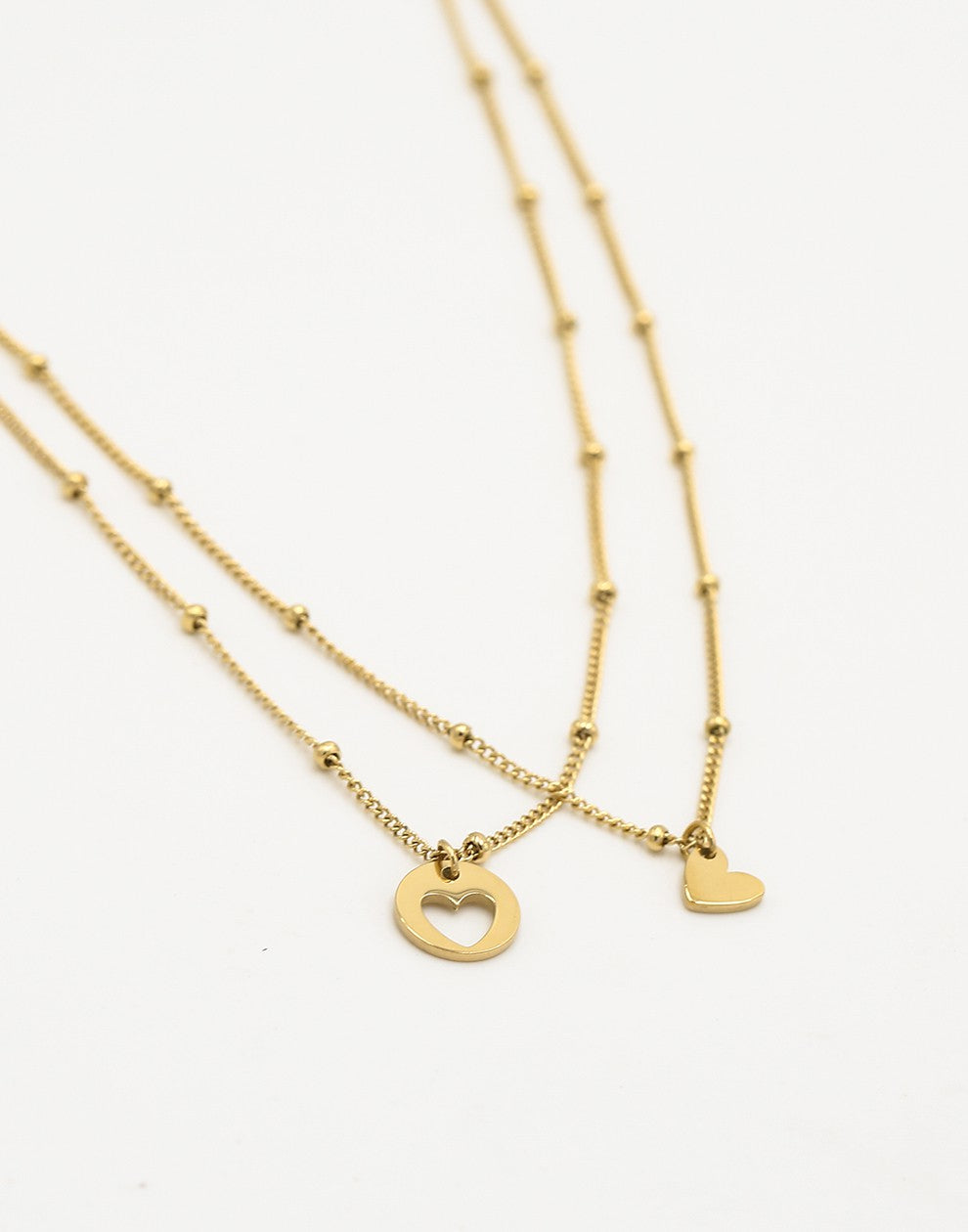 Vriendschapsketting set hartjes goudkleurig