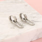Chunky oorringen ovale schakel strass zilverkleurig
