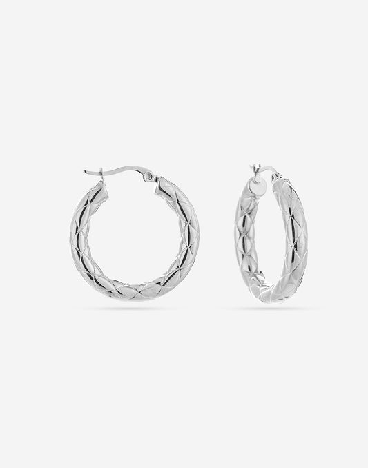 Hoops met structuur 30mm zilverkleurig