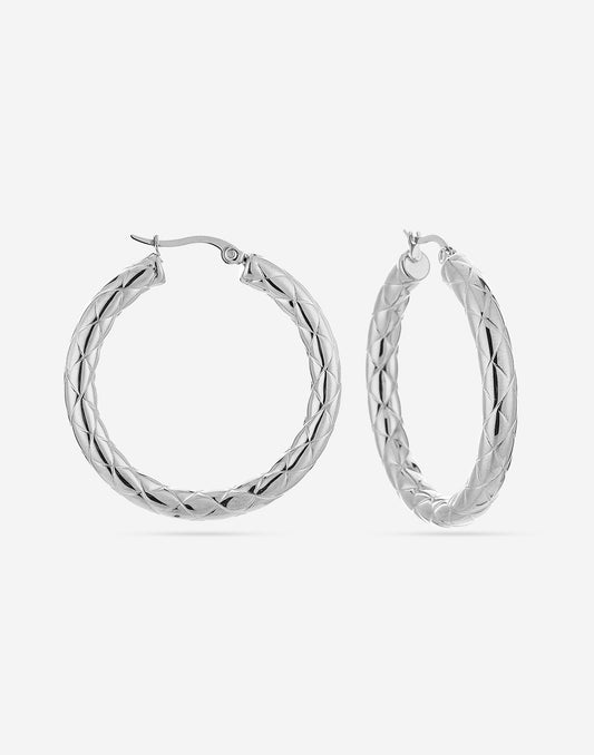 Hoops met structuur 40mm zilverkleurig