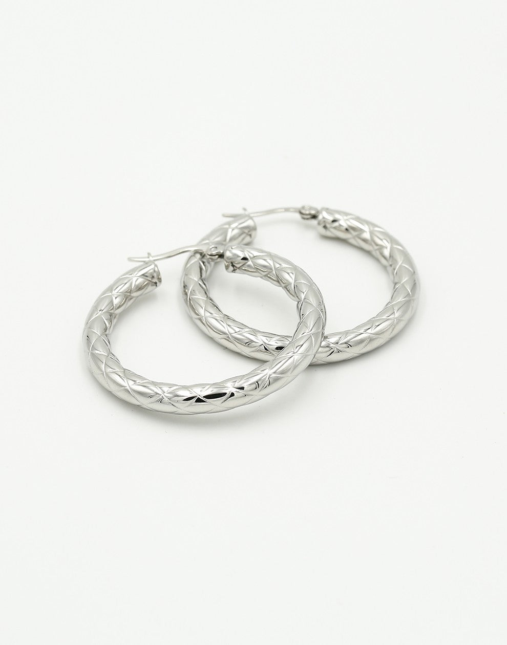 Hoops met structuur 40mm zilverkleurig