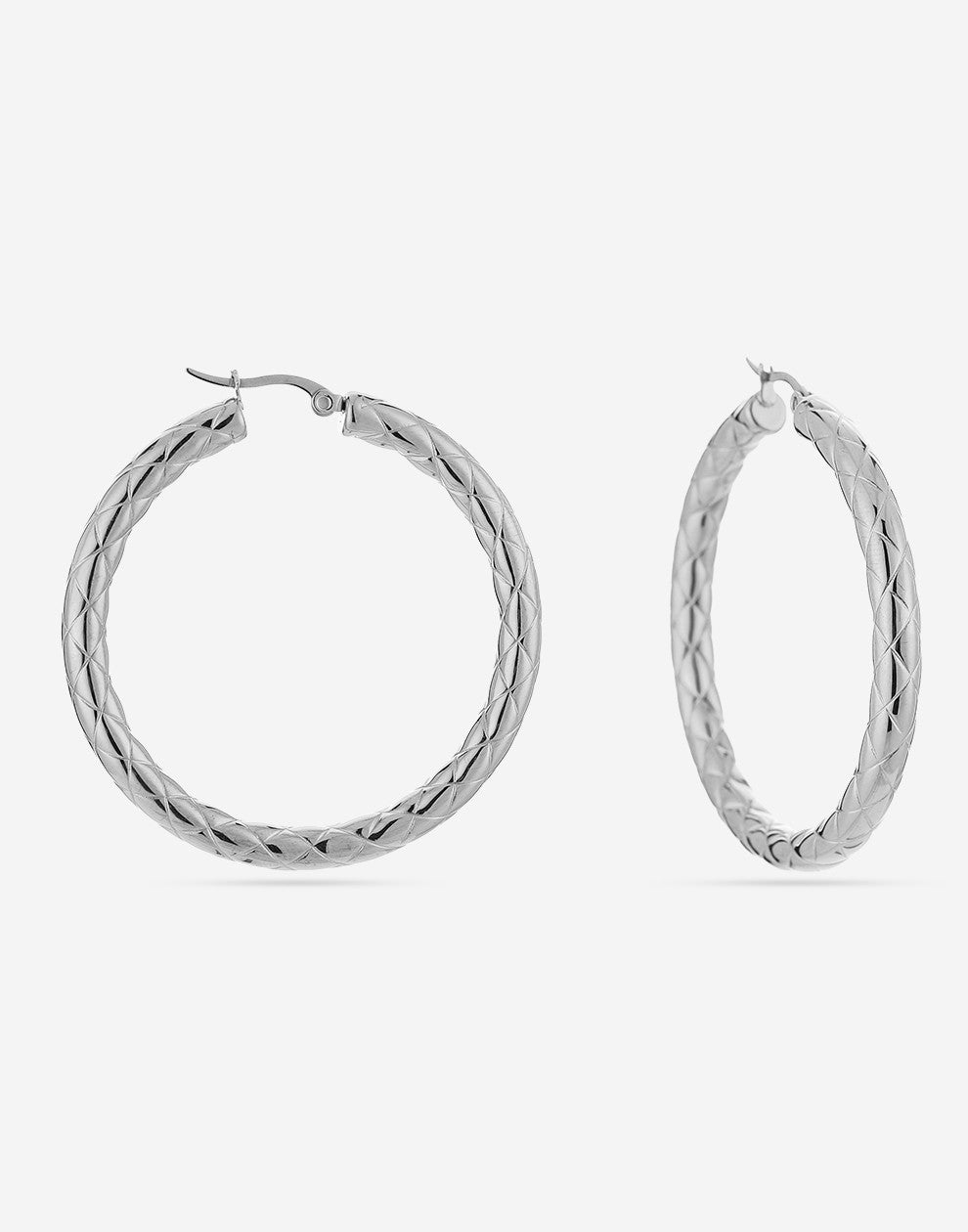 Hoops met structuur 50mm zilverkleurig