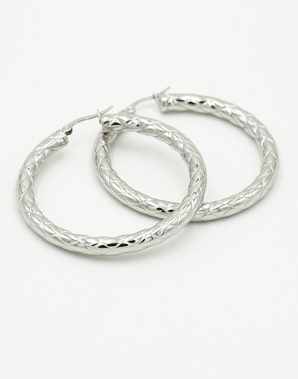 Hoops met structuur 50mm zilverkleurig
