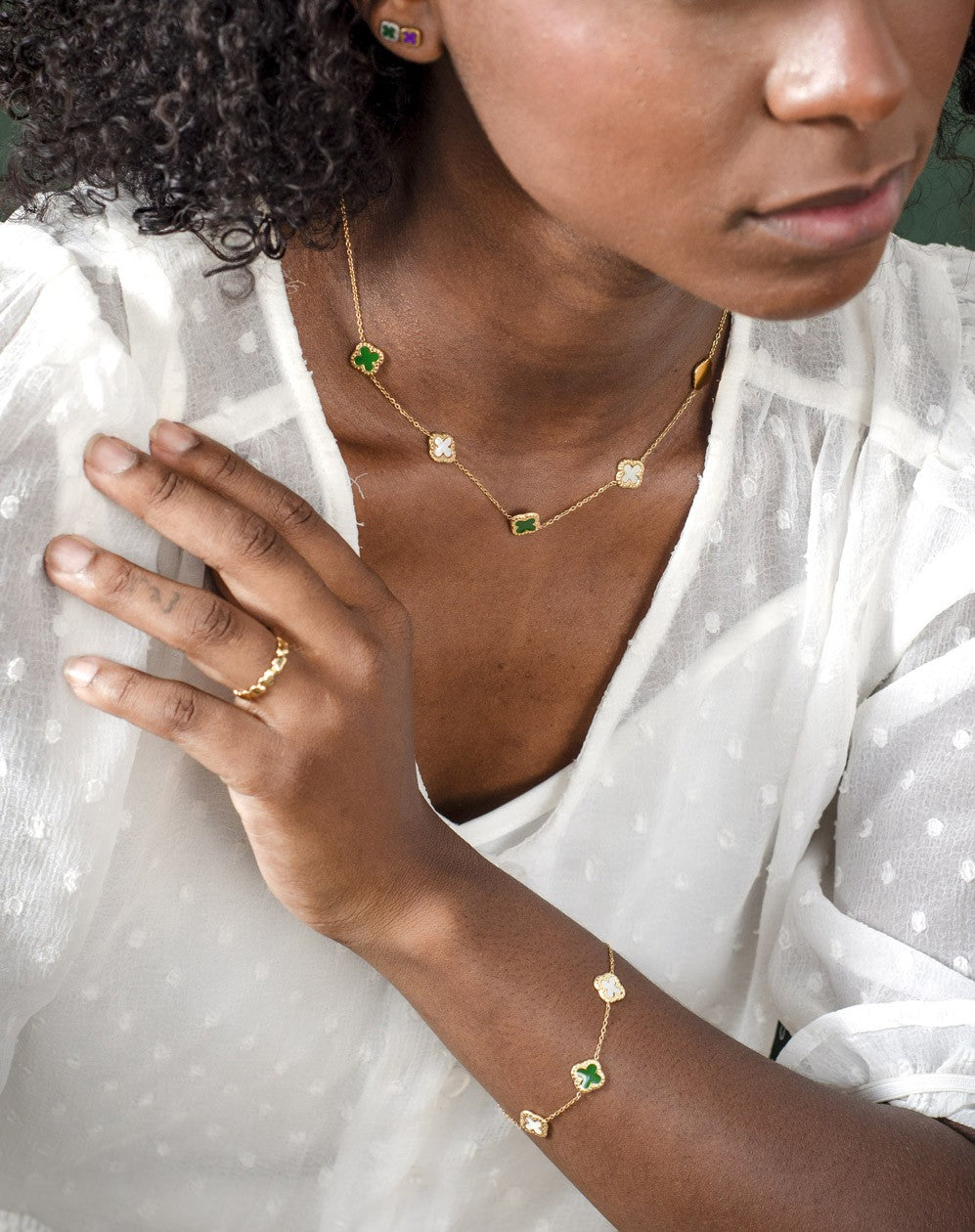 Ketting klavers parel groen