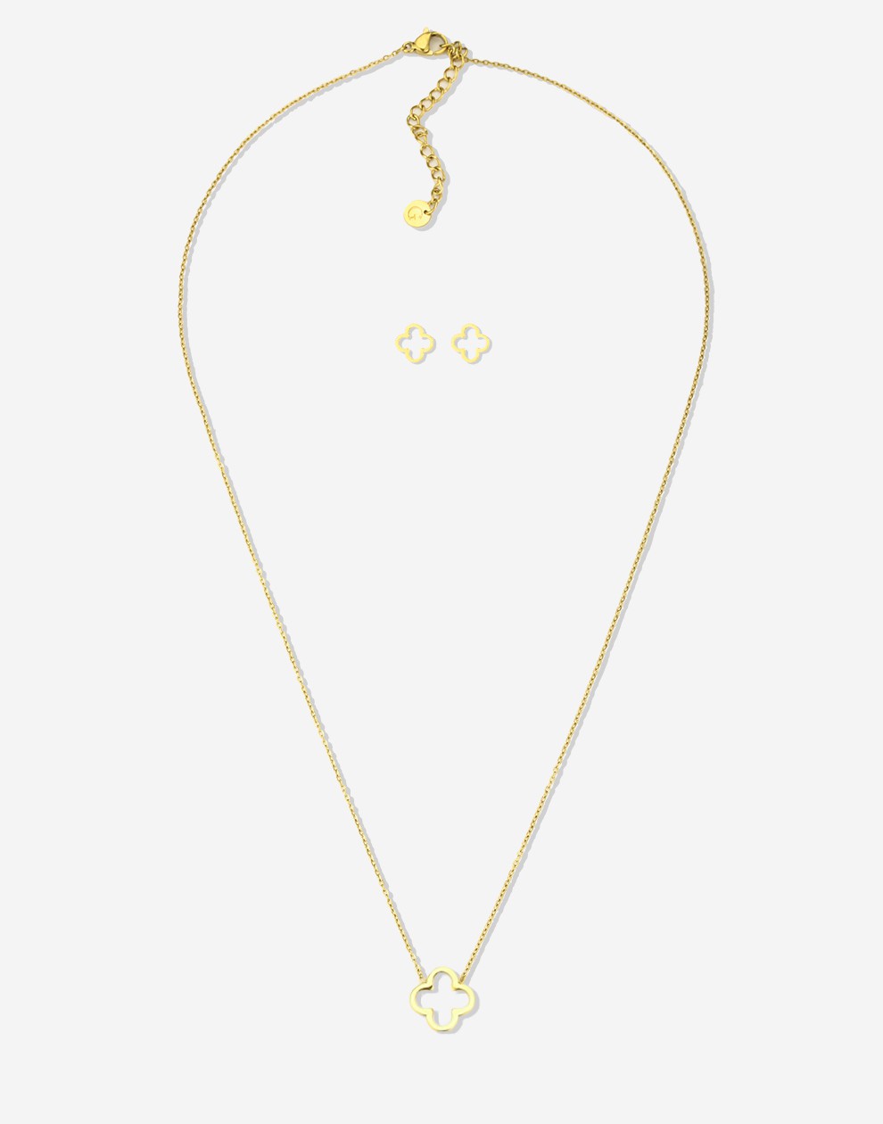 open klaver sieraden set goudkleurig