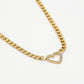 schakelketting hartje strass goudkleurig