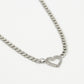 schakelketting hartje strass zilverkleurig