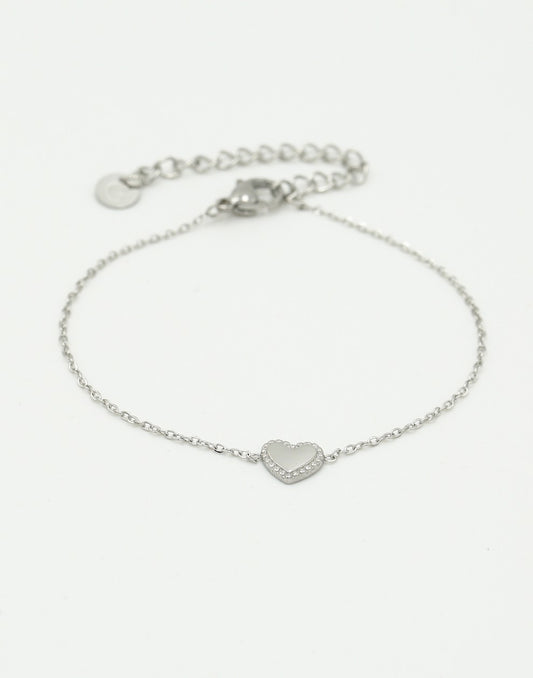 Armband vintage hartje zilverkleurig