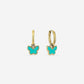 oorringen vlinder turquoise goudkleurig