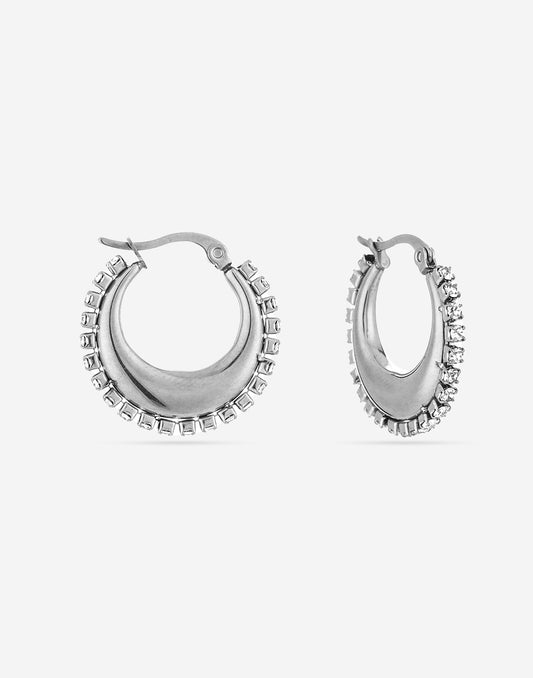 Hoops steentjes transparant zilverkleurig