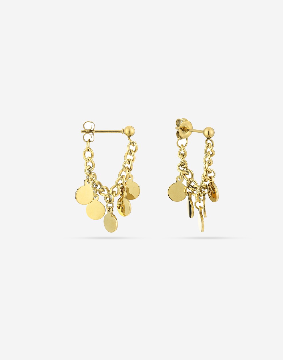 Earring chain coins gold-colored