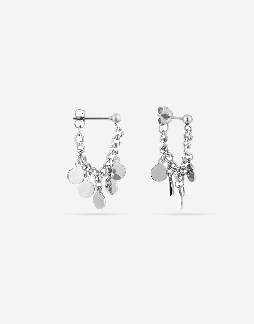 Earring chain coins silver-colored