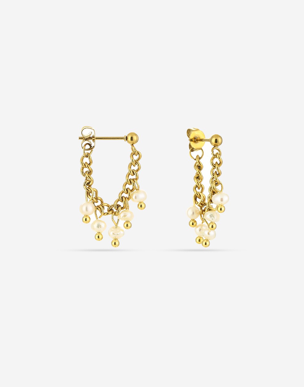 oorbellen ketting & parels goudkleurig