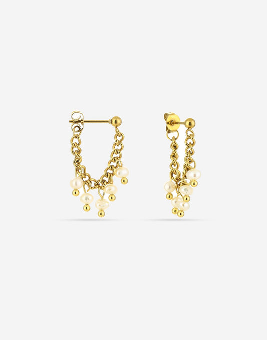 oorbellen ketting & parels goudkleurig