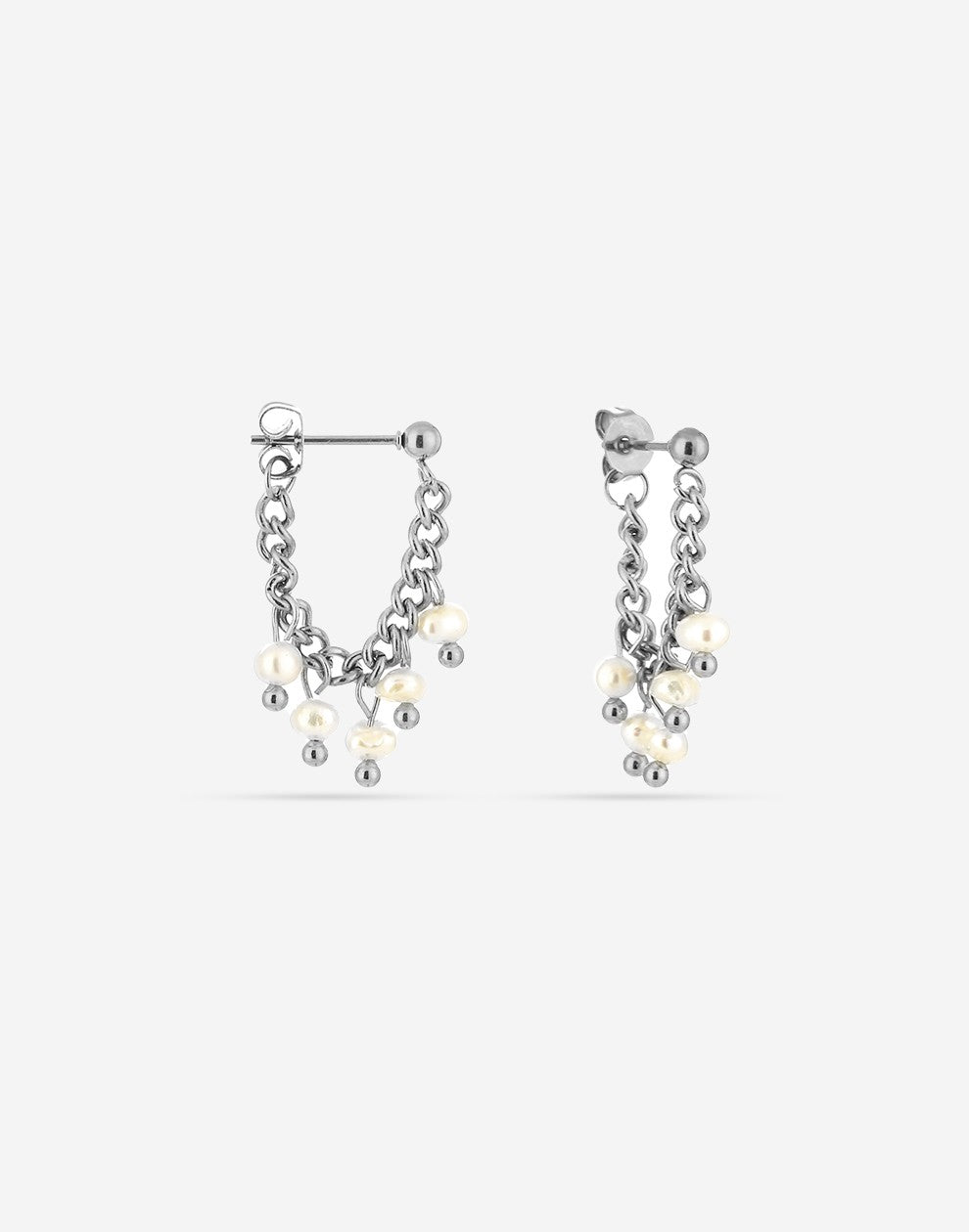 oorbellen ketting & parels zilverkleurig