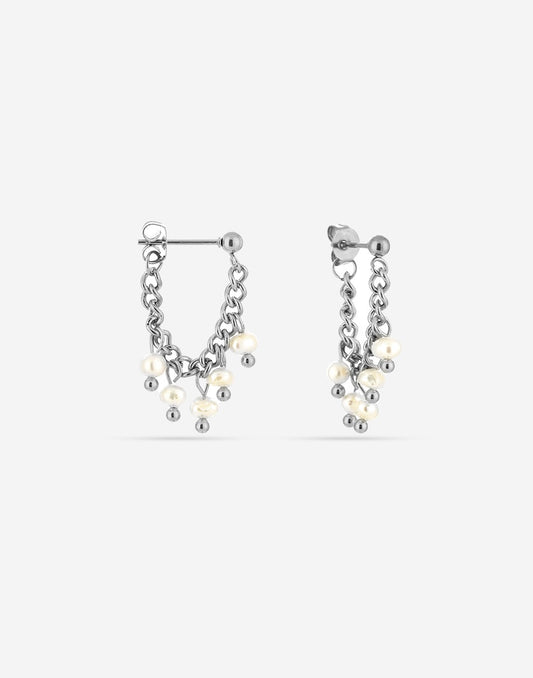 oorbellen ketting & parels zilverkleurig