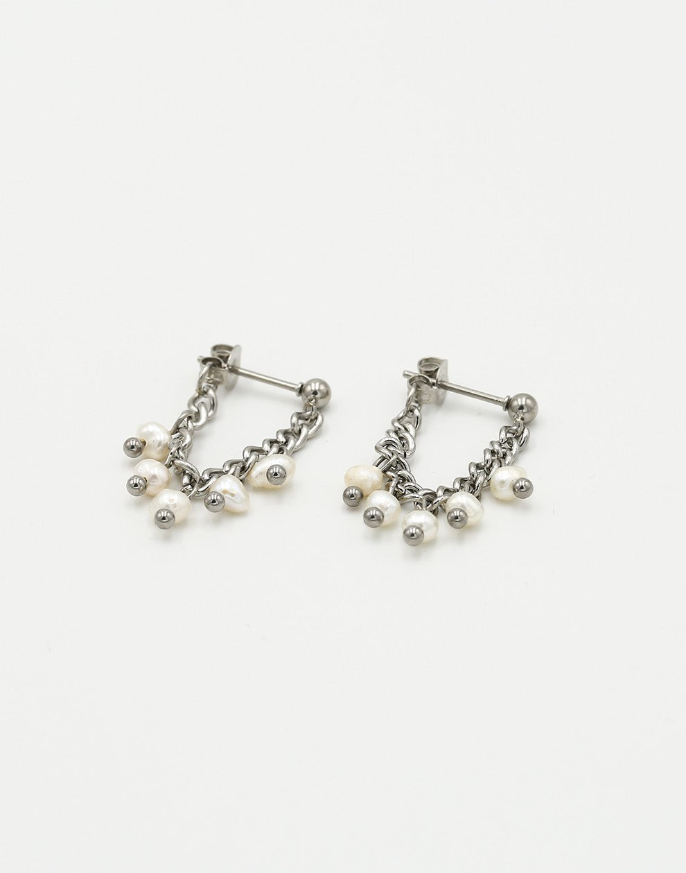oorbellen ketting & parels zilverkleurig