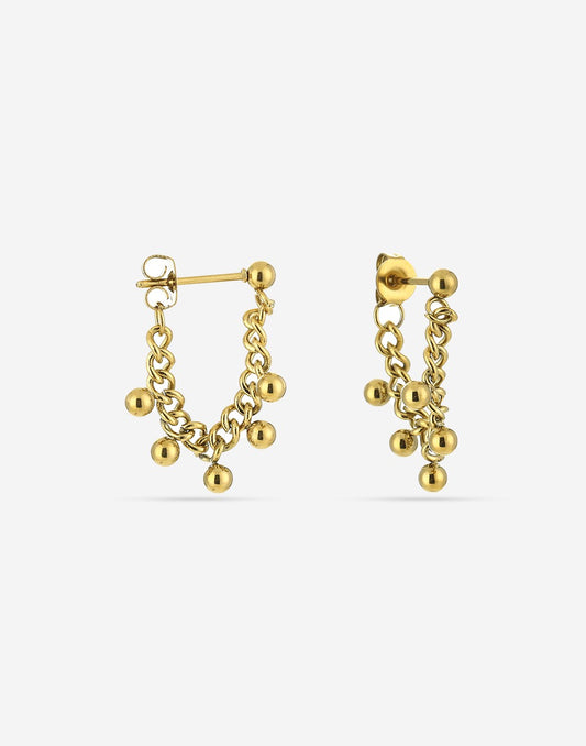 oorbellen ketting bolletjes goudkleurig