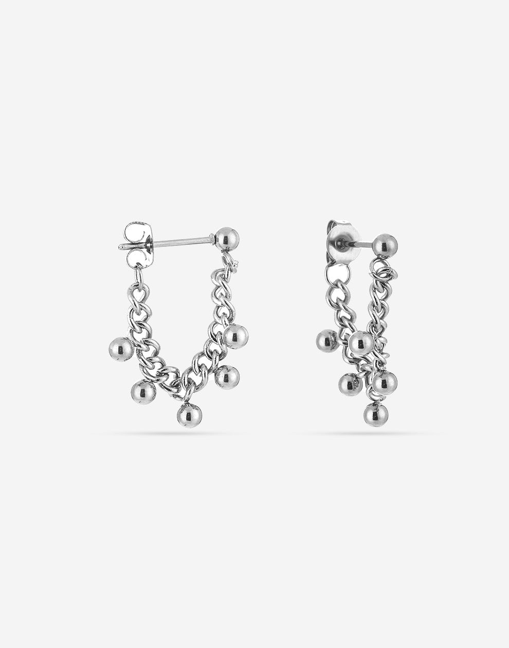 oorbellen ketting bolletjes zilverkleurig