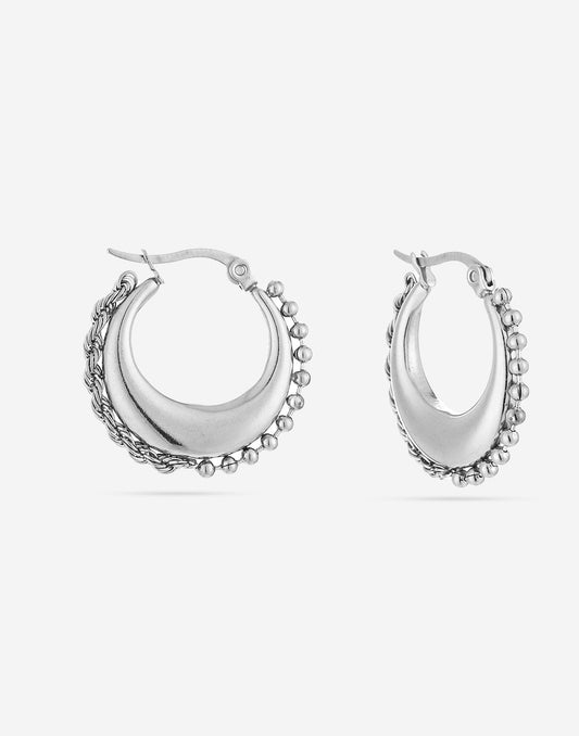 hoops met chain zilverkleurig