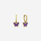 earrings butterfly purple gold-colored