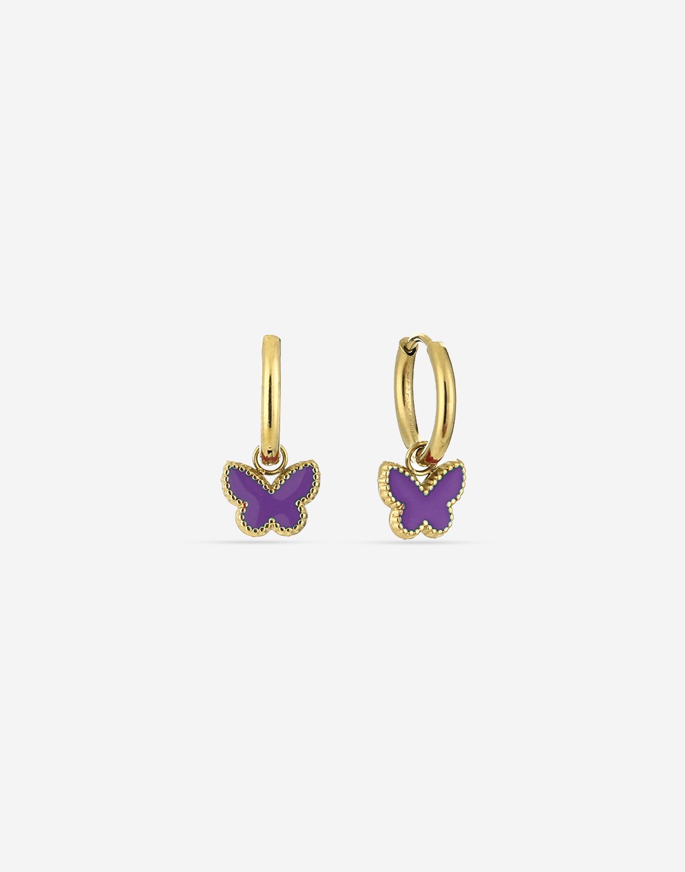 earrings butterfly purple gold-colored