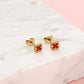 Studs klavers rood goudkleurig