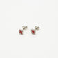 Studs klavers rood zilverkleurig