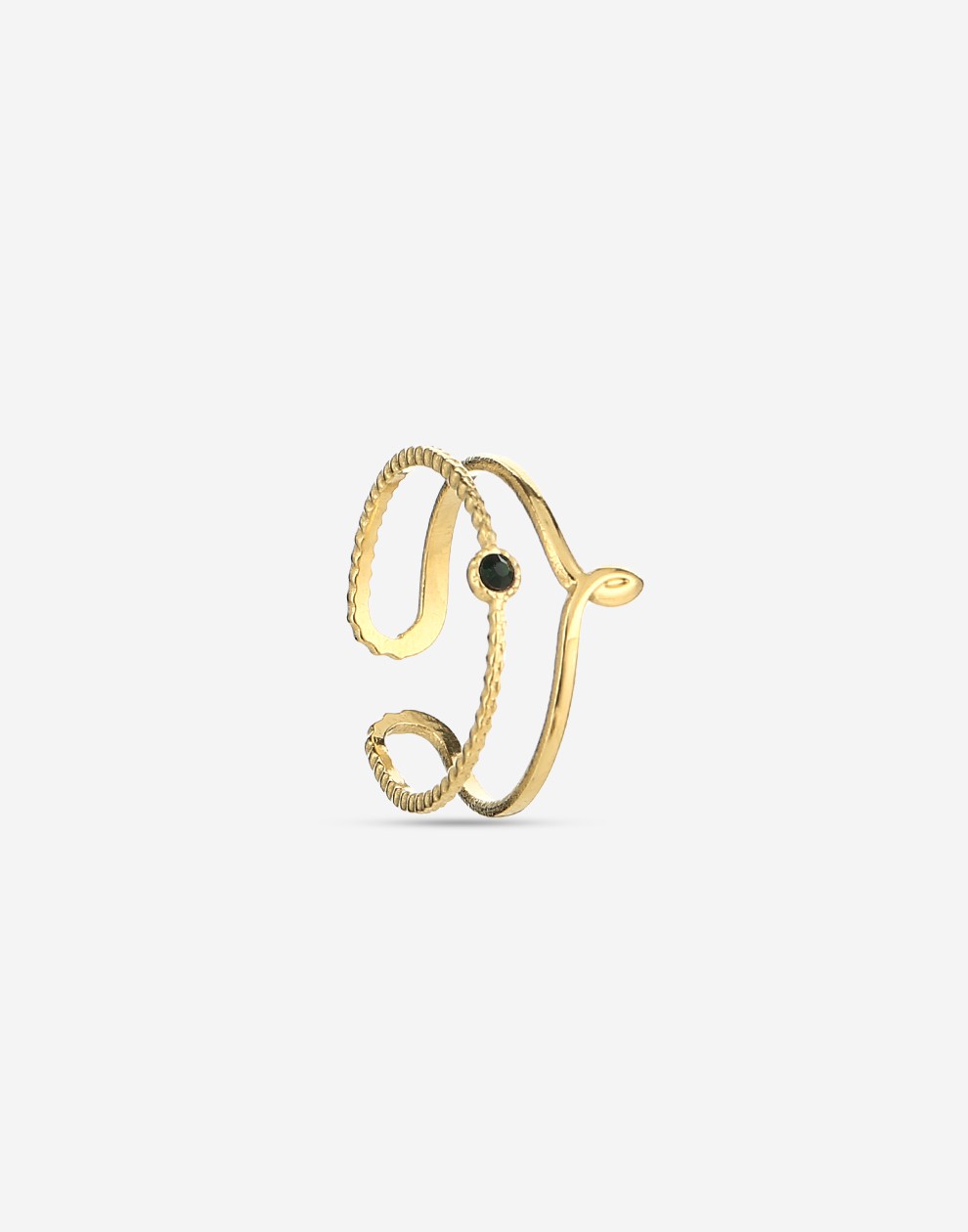 ring dubbel met steen zwart