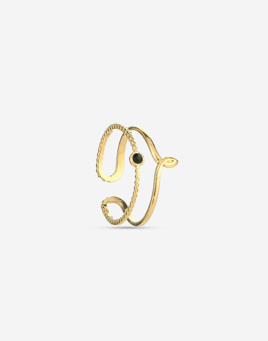 ring dubbel met steen zwart