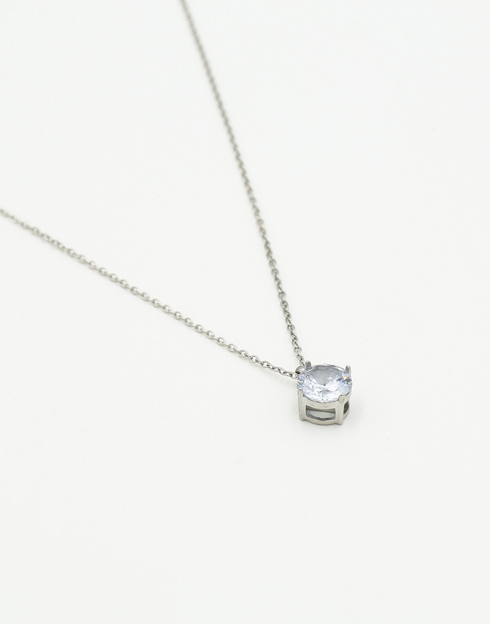 Ketting ronde steen zilverkleurig