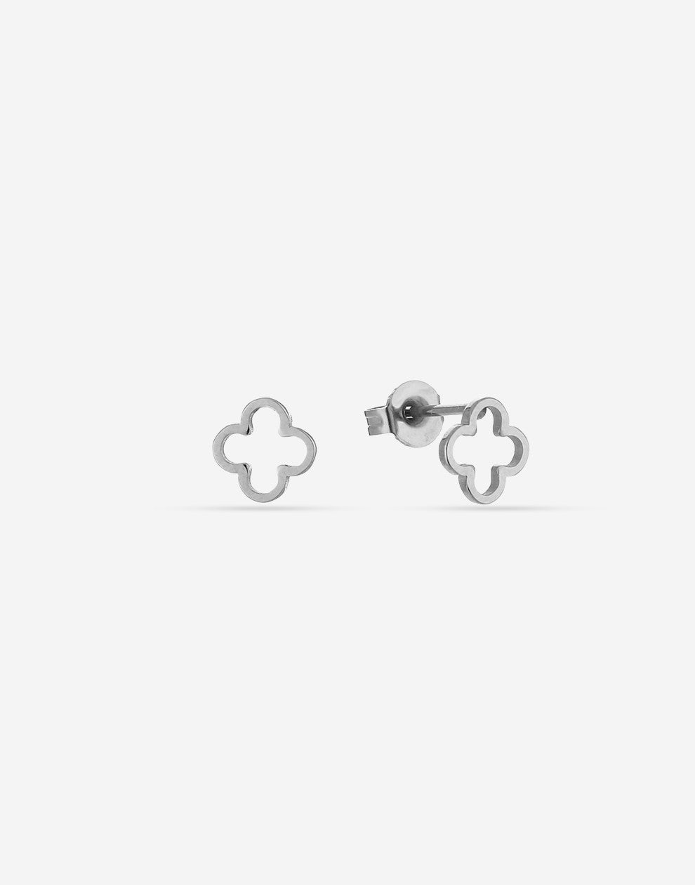 studs open clover silver-colored