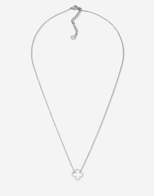 Ketting open klaver zilverkleurig
