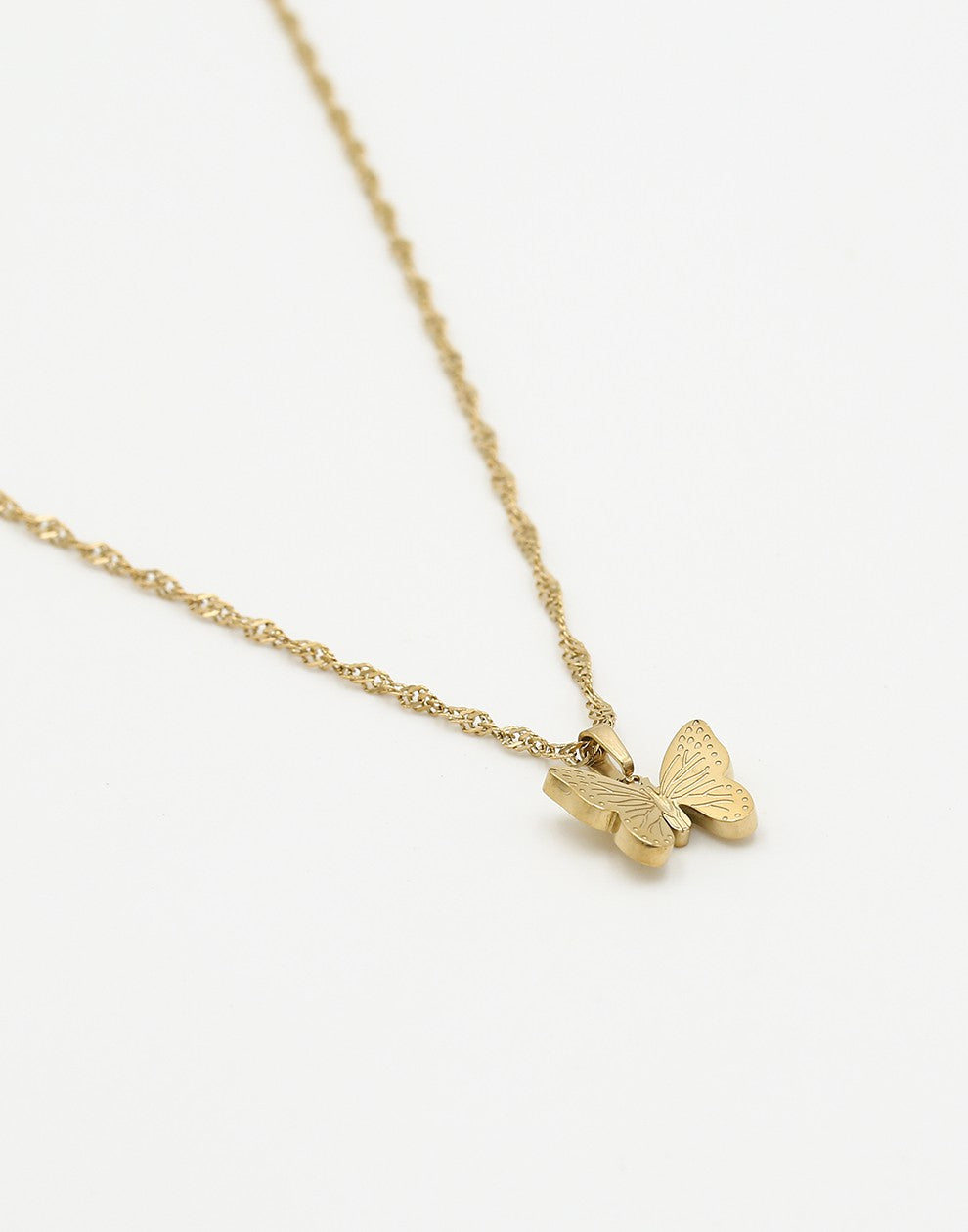 Lange ketting vlinder goudkleurig