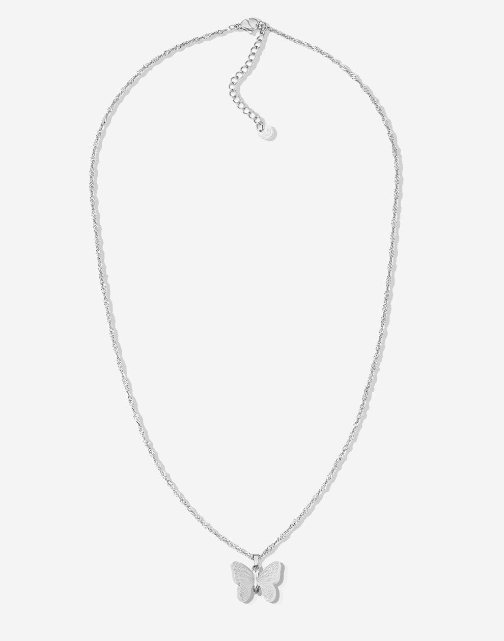 Lange ketting vlinder zilverkleurig