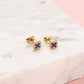 Studs klavers paars goudkleurig