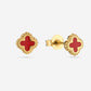 Studs klavers rood goudkleurig