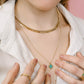 Lange ketting klaver turquoise goudkleurig