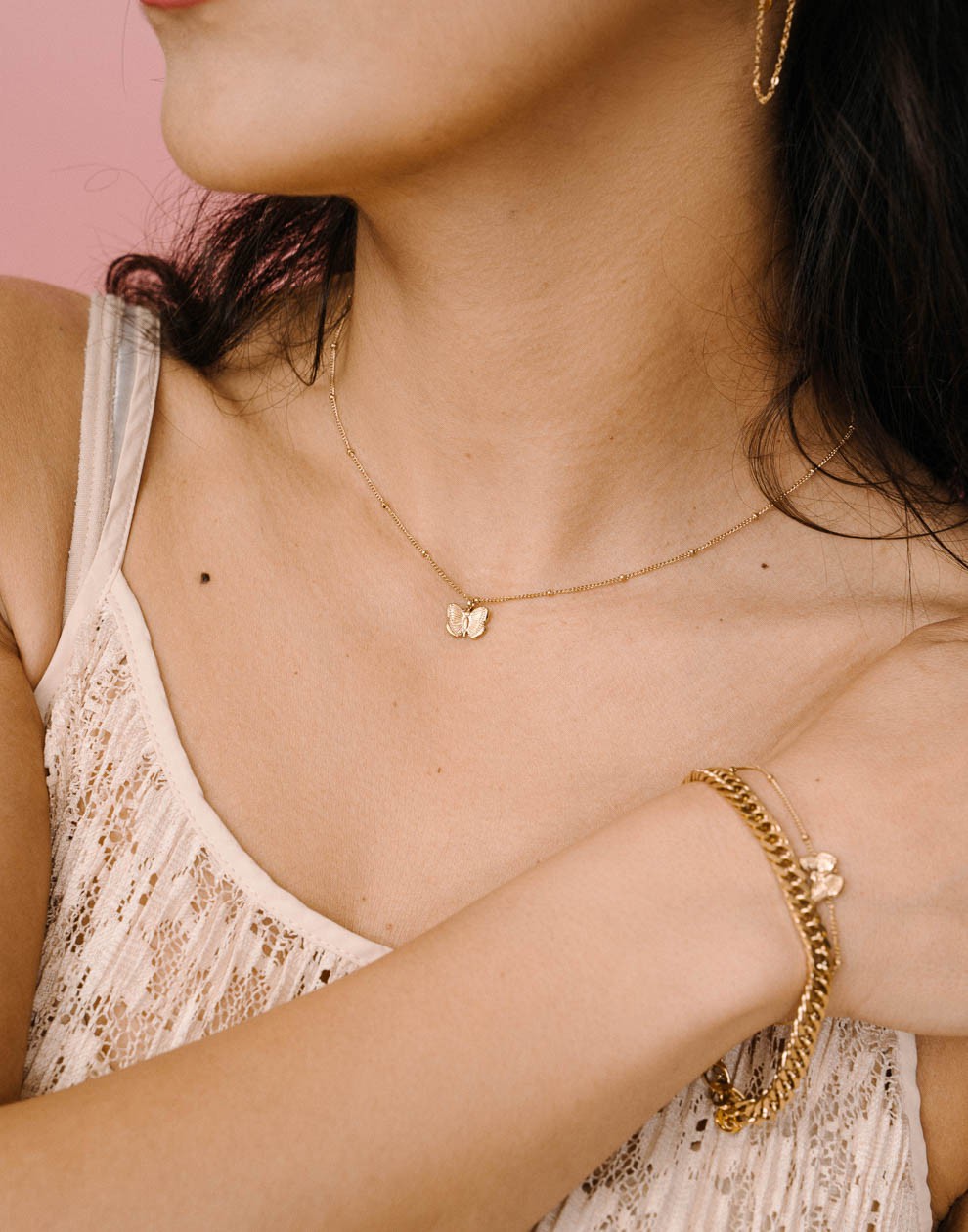 ketting met vlinder goudkleurig