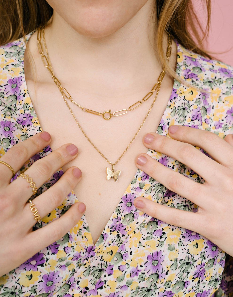 Paperclip schakelketting goudkleurig