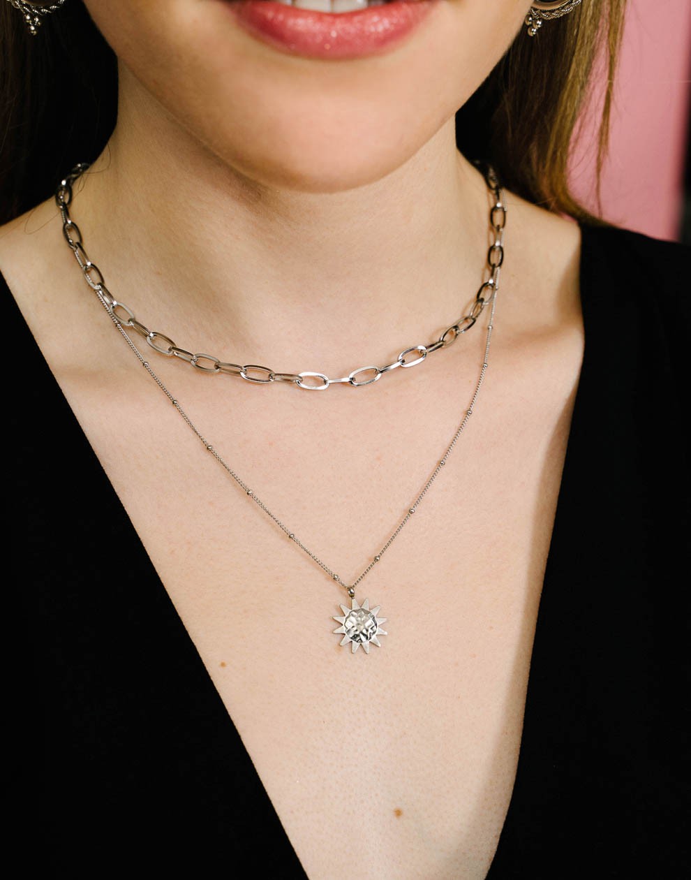 ketting zon zilverkleurig
