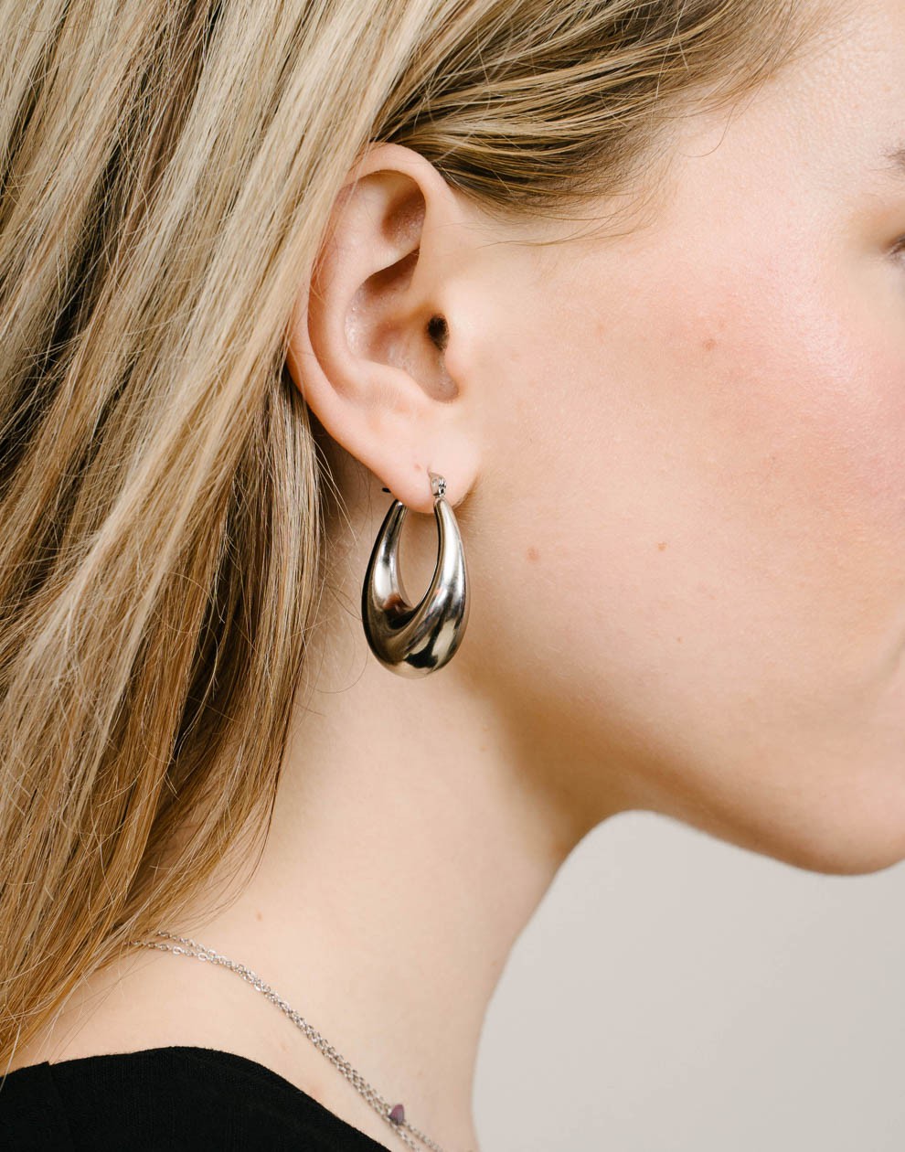 Hoops ovaal chunky xl zilverkleurig