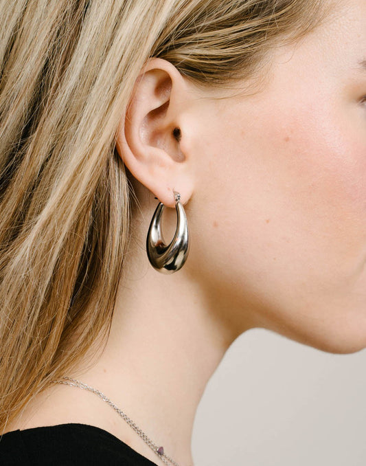Hoops ovaal chunky xl zilverkleurig