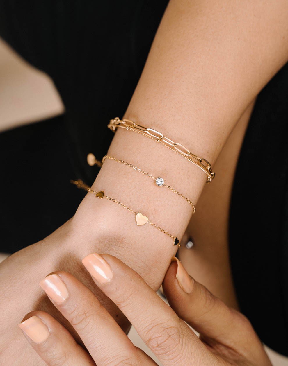 Dubbele armband paperclip schakel goudkleurig