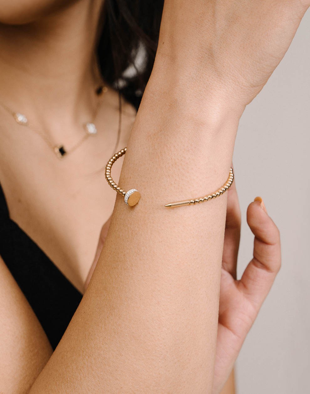 spijker armband goudkleurig