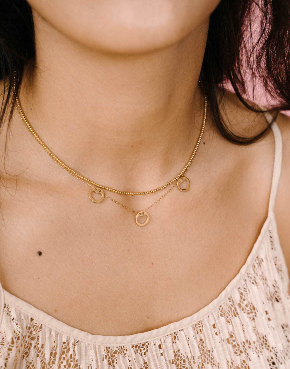 Ketting bolletjes mini goudkleurig