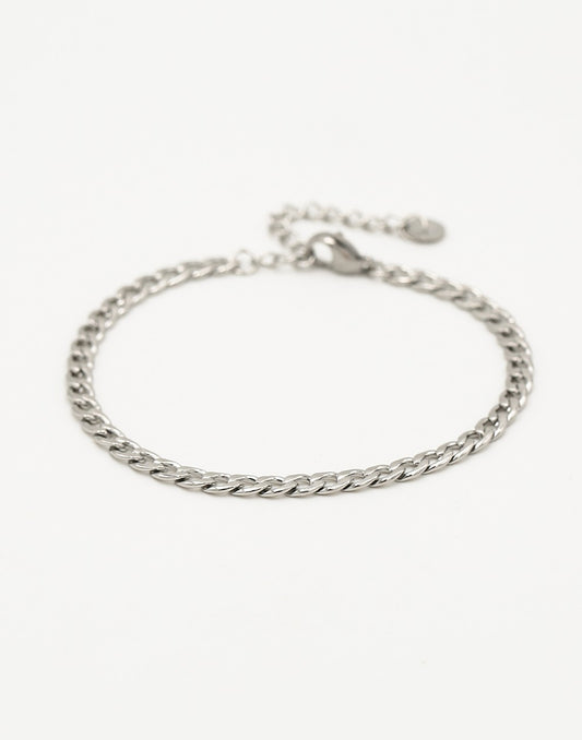 Fijne schakelarmband ovaal zilverkleurig
